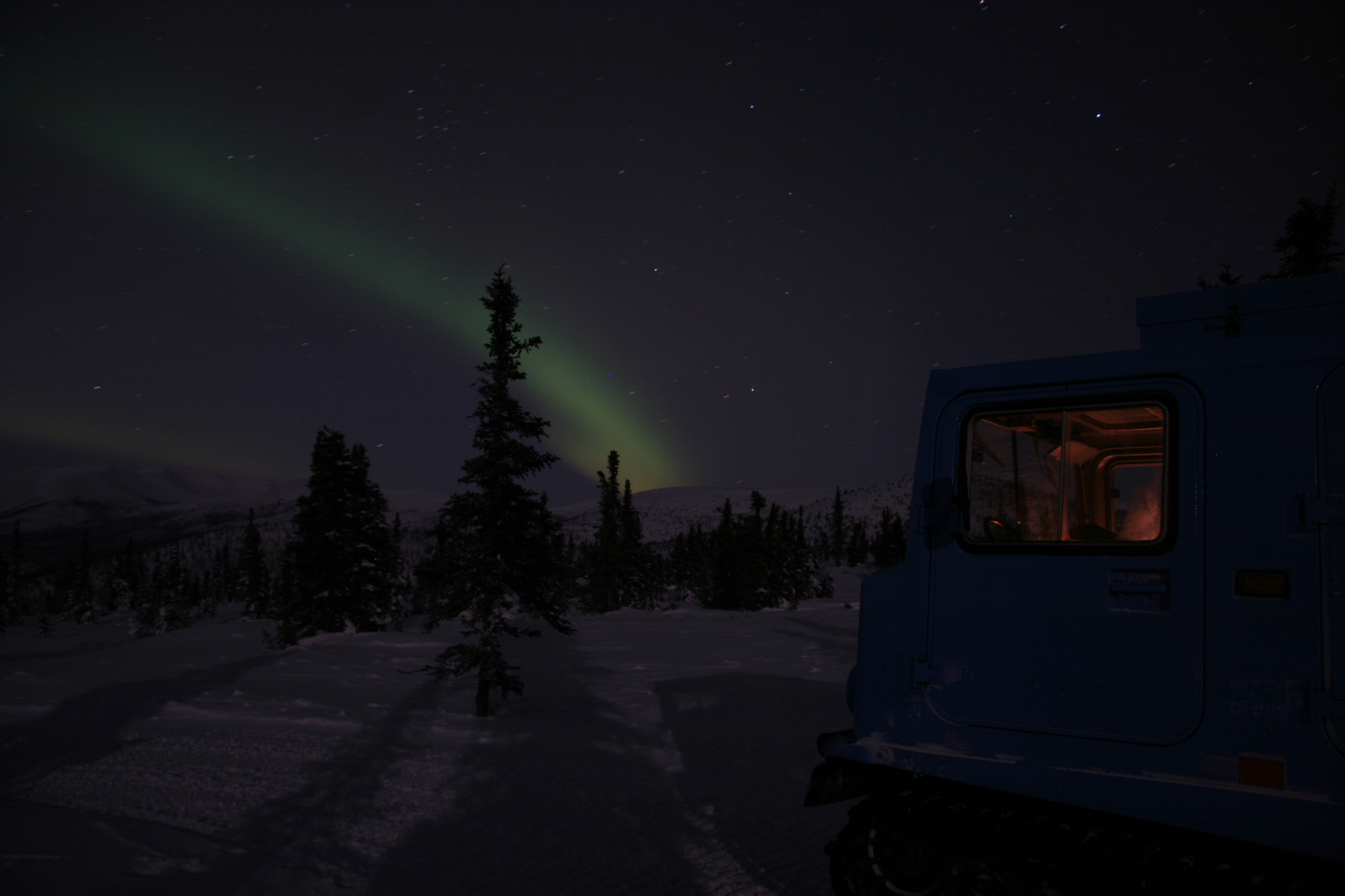 Aurora borealis overhead